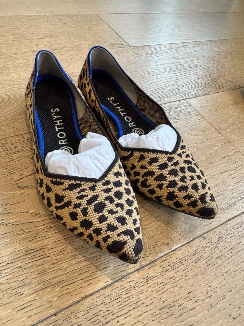 Rothy’s The Point Big Cat Leopard Print Pointed Toe Flats (Fits like 7.5) - Picture 6 of 7